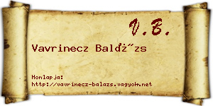 Vavrinecz Balázs névjegykártya